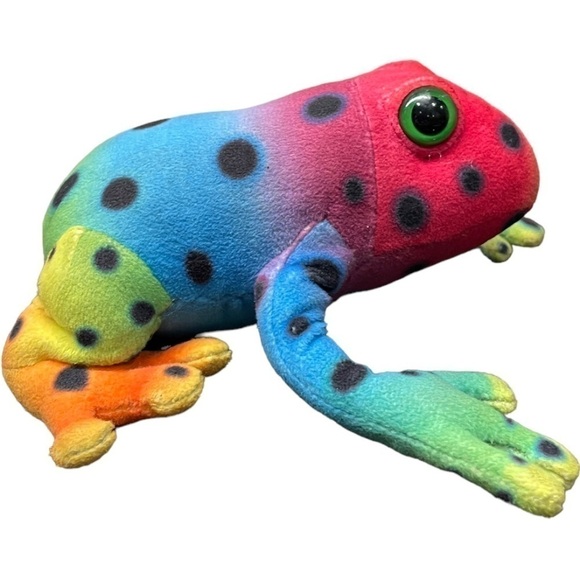VINTAGE Ganz Rainforest Frog Plush Stuffed Animal H14394 Multicolored Rainbow - Picture 1 of 11